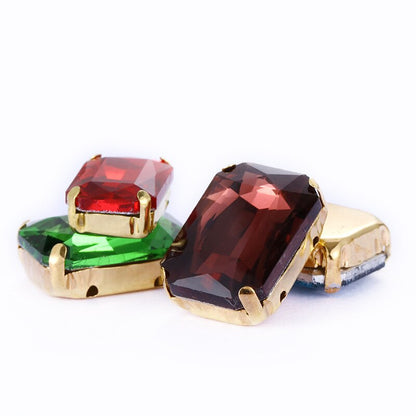 Rectangle Shape 10X14 13X18mm Glass Rhinestones With Claw Sew On Stone Strass Diamond For Clothes Rhinestones for Crystal Crafts