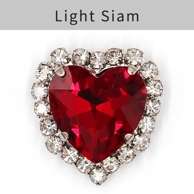 TonyBead kuku logam yang digunakan pada pakaian,heart Shape Glass Rhinestones With Claw Sew On Crystal Stone Metal Base Buckle For Clothes Strass Diamond Sewn Rhinestones