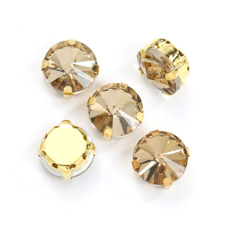 10/12mm Round Glass Rhinestones With Claw Sew On Crystal Stone Strass Diamond For Clothes Needlework DIY