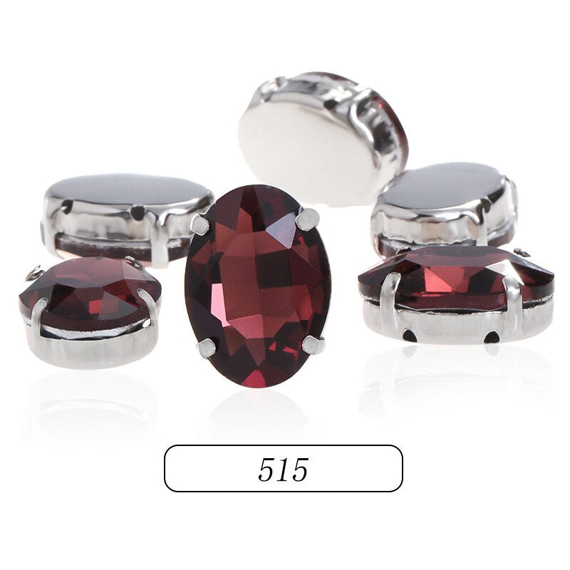 6*8/8*10mm Oval Shape Glass Rhinestones With Silver Sew On Crystal Stone Strass Diamond For Clothes Dress