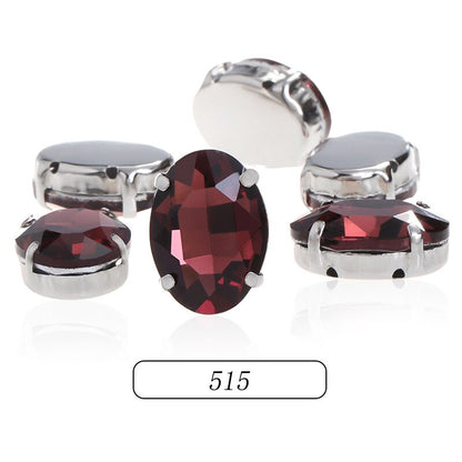 6*8/8*10mm Oval Shape Glass Rhinestones With Silver Sew On Crystal Stone Strass Diamond For Clothes Dress