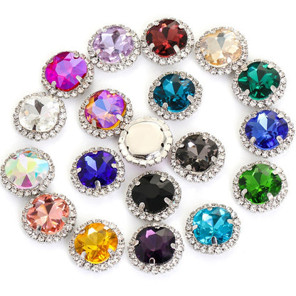 TonyBead 12mm Fat Square Glass Flatback Rhinestone Gold Metal Claw Settings Sew on For Clothing Diy Craft Sewing Buttons Crystals Ornament