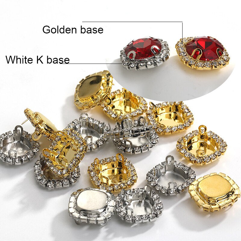 10pcs Gemstone Flower Rhinestone Round Crystal Pointback Strass Jewerlry Stone With Claw DIY Sewing Buttons In Clothes