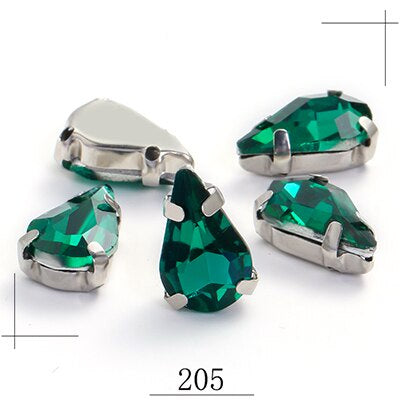 20pcs 5x8/6x10mm Drop Crystal Stone With silver bottom Rhinestone for Sewing on Clothes Sewn on Rhinestone for Needlework
