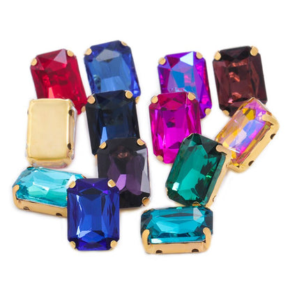 Rectangle Shape 10X14 13X18mm Glass Rhinestones With Claw Sew On Stone Strass Diamond For Clothes Rhinestones for Crystal Crafts