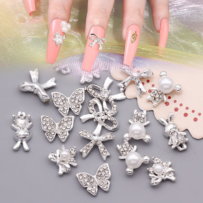 3D Nail Art Charms  Alloy Nail Jewelry Transparent Shiny Charm Metal Gemstone Fashion DIY Nail Art Decorations