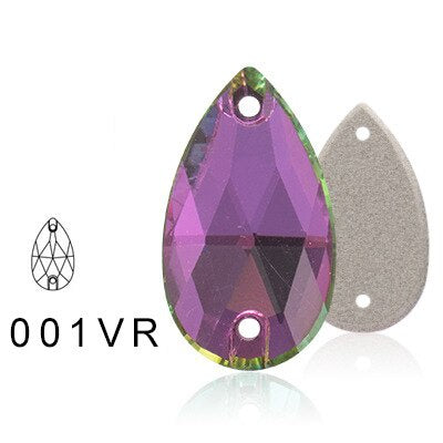 11 * 18Mm water drop flat buckle handmade perforated hand sewn drill clothing accessories high-grade rhinestone water drop hand sewn stone