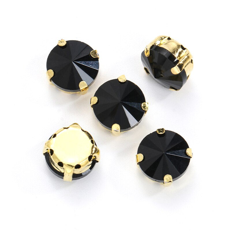 10/12mm Round Glass Rhinestones With Claw Sew On Crystal Stone Strass Diamond For Clothes Needlework DIY