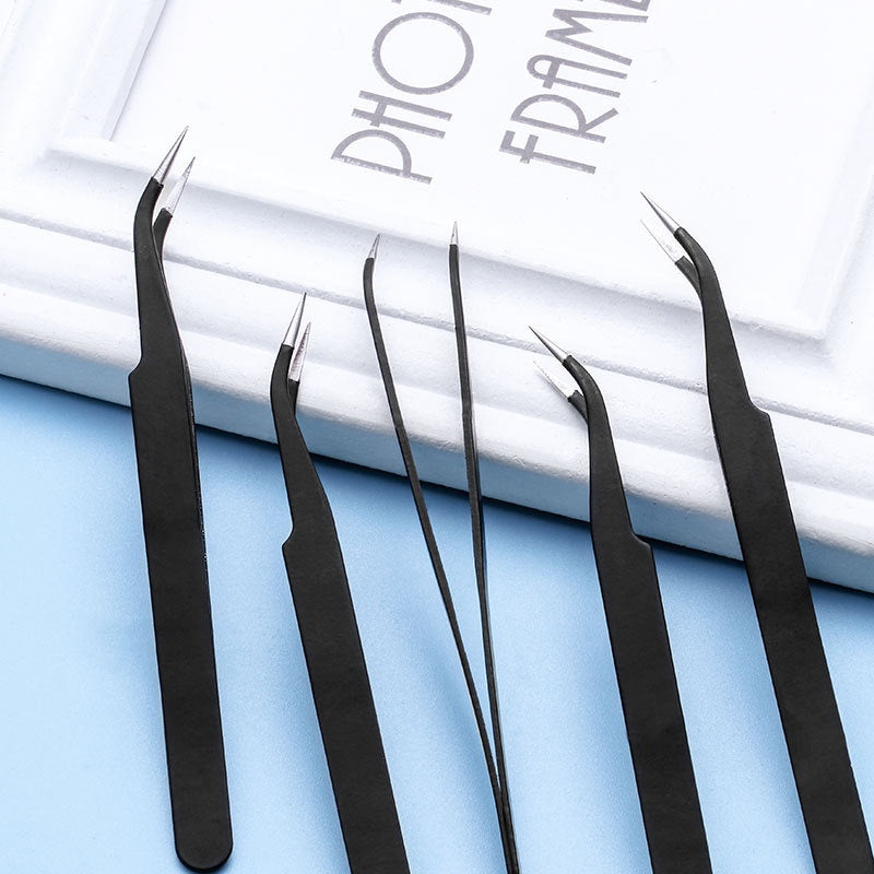 TonyBead Nail Tools Static-Free  Metal Tweezers Stainless Steel High Precision Tweezers DIY Nail Set Decorations Manicure Implement