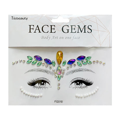 Face Rhinestone Tattoo Sticker European and American Girls Diamond Forehead Stickers Creative Stage Beauty Stickers Face Pasters