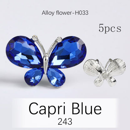 TonyBead 5Pcs Crafts Butterfly Rhinestone Appliques Jewelry Charms Handmade Trendy Glue on Glass Decorations Big Crystal AccessoriesBarang kemas，Kelengkapan