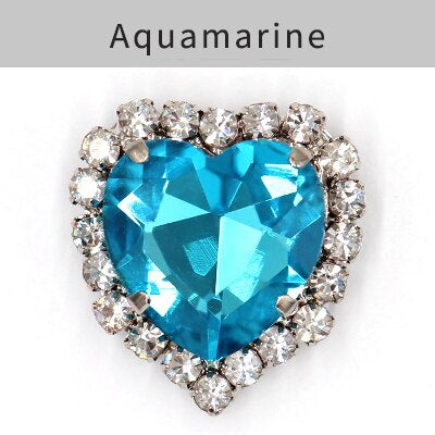 TonyBead kuku logam yang digunakan pada pakaian,heart Shape Glass Rhinestones With Claw Sew On Crystal Stone Metal Base Buckle For Clothes Strass Diamond Sewn Rhinestones