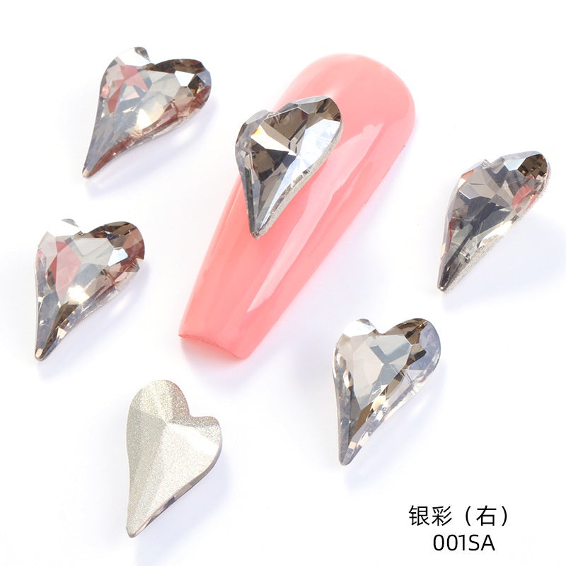 Crystal K9 Sweet Heart Point Back 15mm Ab Heart K9 Crystal Rhinestones For Nail Decorations