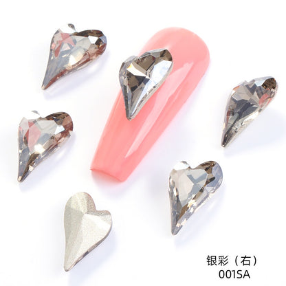 Crystal K9 Sweet Heart Point Back 15mm Ab Heart K9 Crystal Rhinestones For Nail Decorations