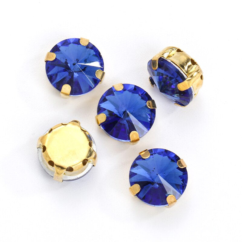 10/12mm Round Glass Rhinestones With Claw Sew On Crystal Stone Strass Diamond For Clothes Needlework DIY