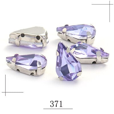 20pcs 5x8/6x10mm Drop Crystal Stone With silver bottom Rhinestone for Sewing on Clothes Sewn on Rhinestone for Needlework