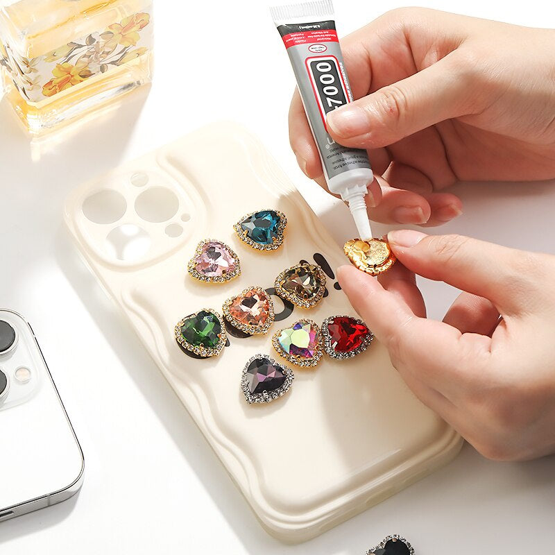 TonyBead kuku logam yang digunakan pada pakaian,heart Shape Glass Rhinestones With Claw Sew On Crystal Stone Metal Base Buckle For Clothes Strass Diamond Sewn Rhinestones