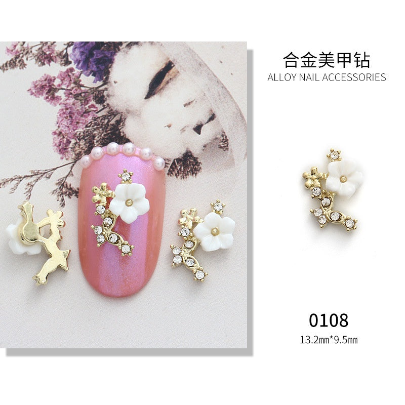 3D Nail Art 2pcs Alloy Kawaii Colorful Design Alloy Accessories Rhinestone Nail Charm