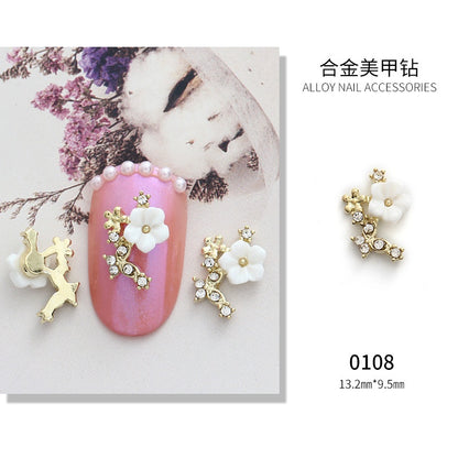 3D Nail Art 2pcs Alloy Kawaii Colorful Design Alloy Accessories Rhinestone Nail Charm