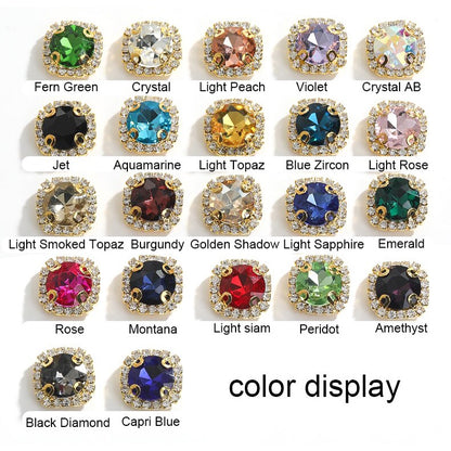 10pcs Gemstone Flower Rhinestone Round Crystal Pointback Strass Jewerlry Stone With Claw DIY Sewing Buttons In Clothes