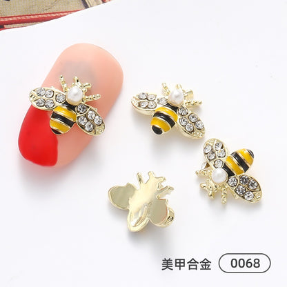 Nail Small Bee Alloy Bow Rhinestone Ornaments Metal Japanese Jewelry