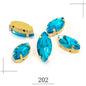 5*10/4*8mm 20pcs Gold bottom horse eye claw Rhinestones Manik Jahitan, Marquise/Leaf Shape Glass Rhinestones with Claw Stitched on Crystal Stones for Clothes Sewing Accessories