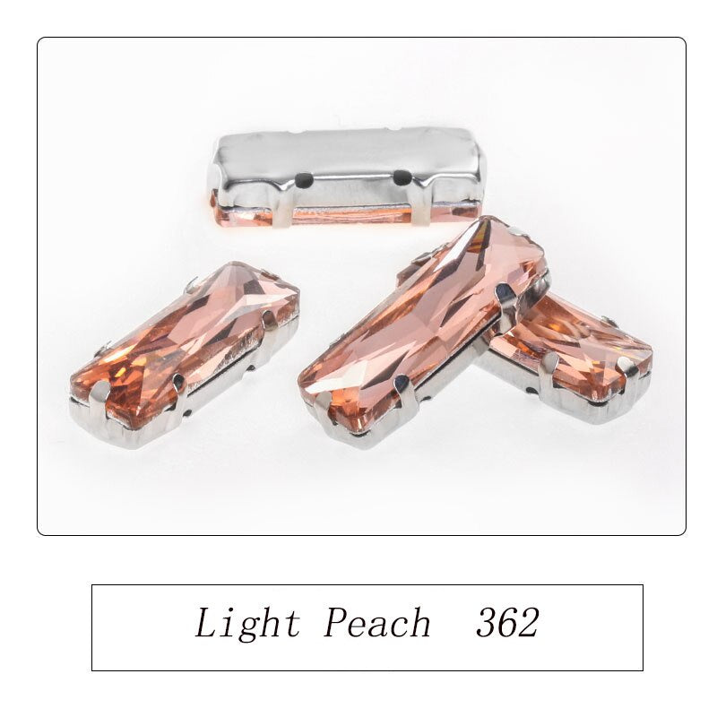Rectangle 5x10 5x15 7x21mm Glass Crystal Sew On Rhinestones With Silver Claw Handicrafts Glitter Stones For Dress Beeds