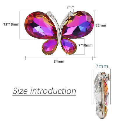 TonyBead 5Pcs Crafts Butterfly Rhinestone Appliques Jewelry Charms Handmade Trendy Glue on Glass Decorations Big Crystal AccessoriesBarang kemas，Kelengkapan