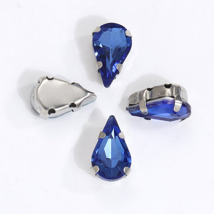 20pcs 5x8/6x10mm Drop Crystal Stone With silver bottom Rhinestone for Sewing on Clothes Sewn on Rhinestone for Needlework