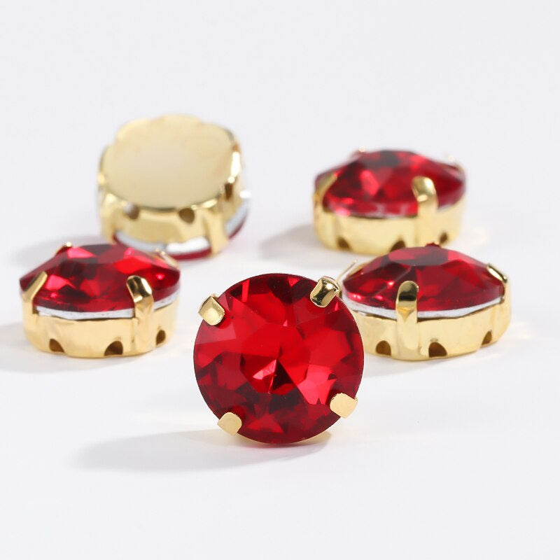 8/10mm 50pcs Round Rhinestones With Golden Claw for Dress Sew On Crystal Stone for Crafts Rhinestones Embellishments