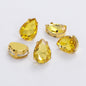 Yichuan Drop Rhinestone Sew-on Glass Golden Base Stones Crystal For Decoration and Crafts Clothes Sewn Rhinestones For Needlework
