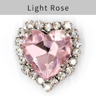 TonyBead kuku logam yang digunakan pada pakaian,heart Shape Glass Rhinestones With Claw Sew On Crystal Stone Metal Base Buckle For Clothes Strass Diamond Sewn Rhinestones