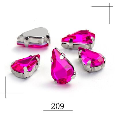 20pcs 5x8mm 6x10mm Drop Crystal Stone With silver bottom Rhinestone for Sewing on Clothes Sewn on Rhinestone for Needlework
