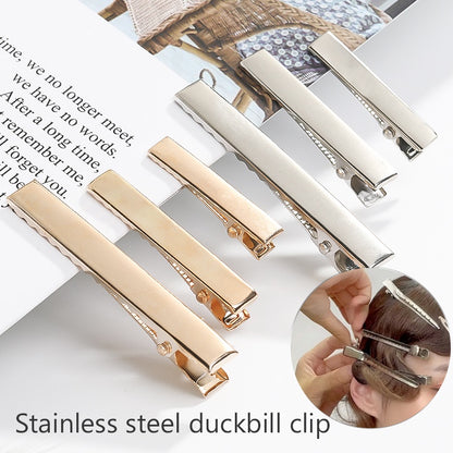 50pcs Rectangular Duckbill Clip（5.6cm/4.5cm/4.1cm/3.2cm）Metal Hairpin Simple Headdress Accessories Materials