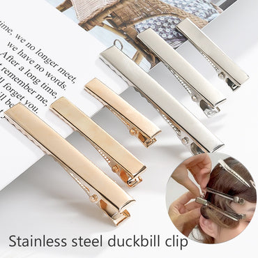 50pcs Rectangular Duckbill Clip Diy Metal Hairpin Simple Headdress Accessories Materials
