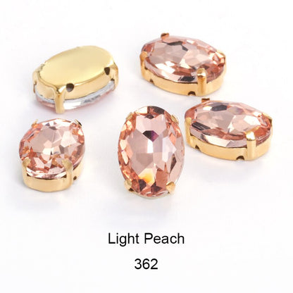 50pcs 6*8mm/8*10mm Oval Glass Rhinestones with Clawed Sewn Crystal Strass Diamond Clothes Rhinestones DIY