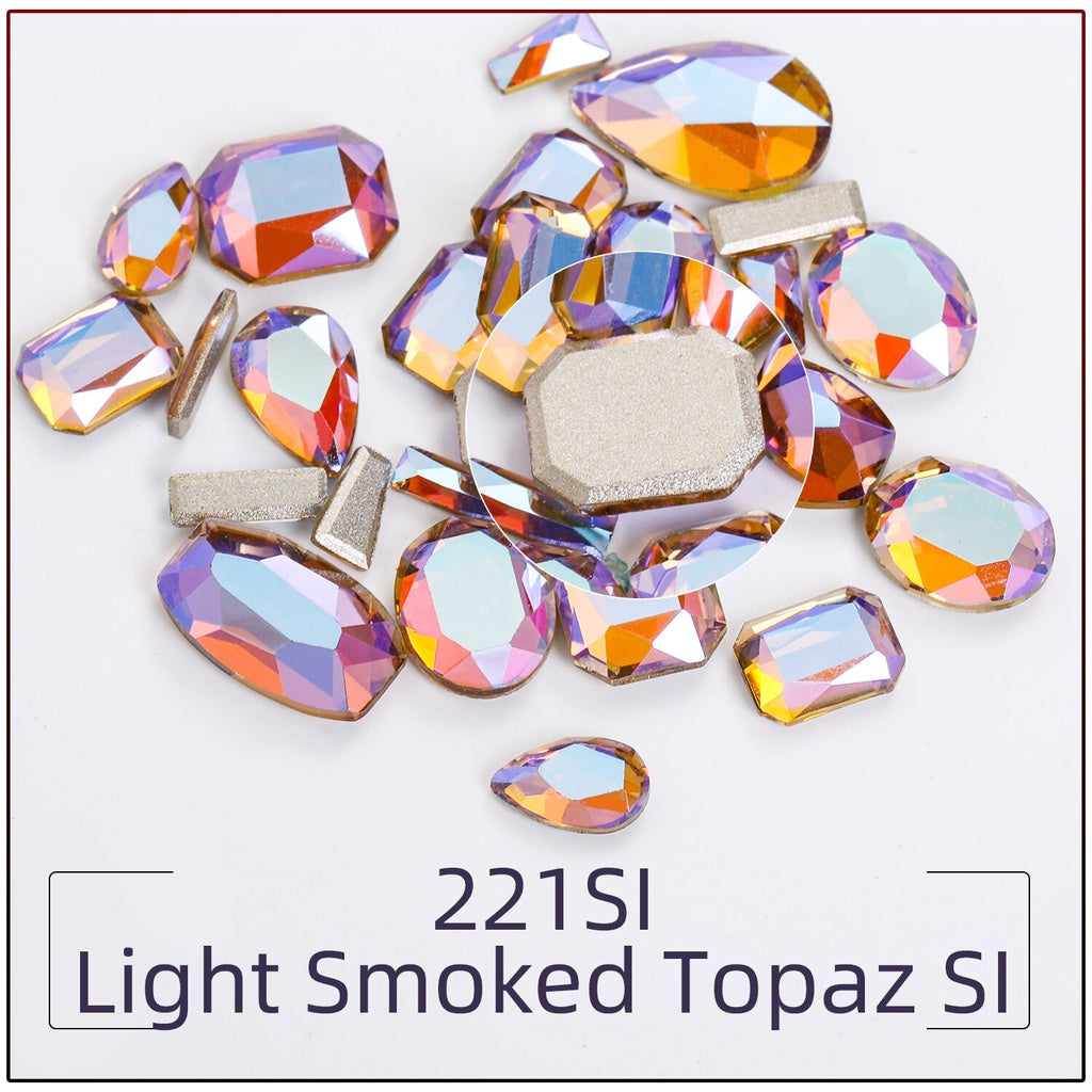 TonyBead 20Pcs Mixed Shape Flatback Stone Gem Glass Nail Art Rhinestone For Jewelry Making Loose Strass Crystal Nail Accessories Nail Drill kuku