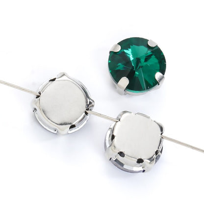 8/10/12/14/16/18mm Round Crystal with Silver Claw Glass Stone Sew on Rhinestone for Clothes Accessory