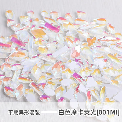 50pcs Flat Back Crystal Nail Parts Hearts 50 Pieces 3D Glass Rhinestones for Needlework Decoration Glitter Gems Design Fac