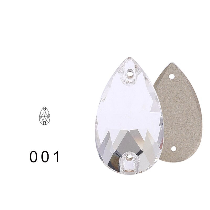 7 * 12Mm water drop flat buckle handmade perforated hand sewn drill clothing accessories high-grade rhinestone water drop hand sewn stone