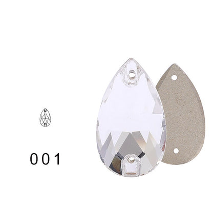 7 * 12Mm water drop flat buckle handmade perforated hand sewn drill clothing accessories high-grade rhinestone water drop hand sewn stone