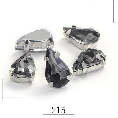 20pcs 5x8mm 6x10mm Drop Crystal Stone With silver bottom Rhinestone for Sewing on Clothes Sewn on Rhinestone for Needlework