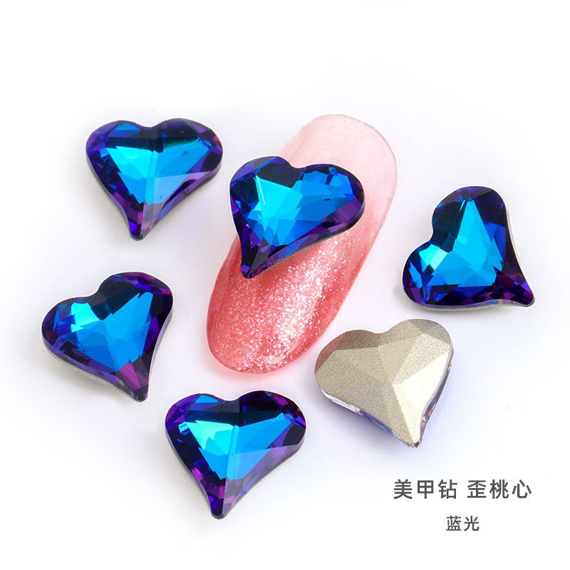 10pcs Rhinestones Nails Accessories Hearts Glass Parts Supplies Luxury Nail sticker Zircon Wholesale Crystals Glitters Jewelry