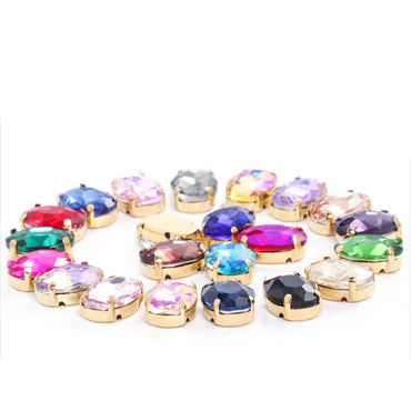 30pcs Oval Shape Glass Rhinestones10*14mm With Claw Sew On Crystal Stone Strass Diamond For Clothes Rhinestones For Needlework