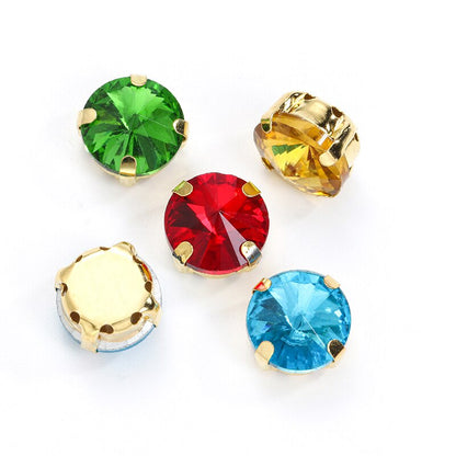 10/12mm Round Glass Rhinestones With Claw Sew On Crystal Stone Strass Diamond For Clothes Needlework DIY