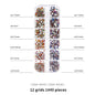 1440pcs 12 Grid Set Mixed Color Flat Nail Diamond AB Color Glass Crystal Phone Case DIY Accessories