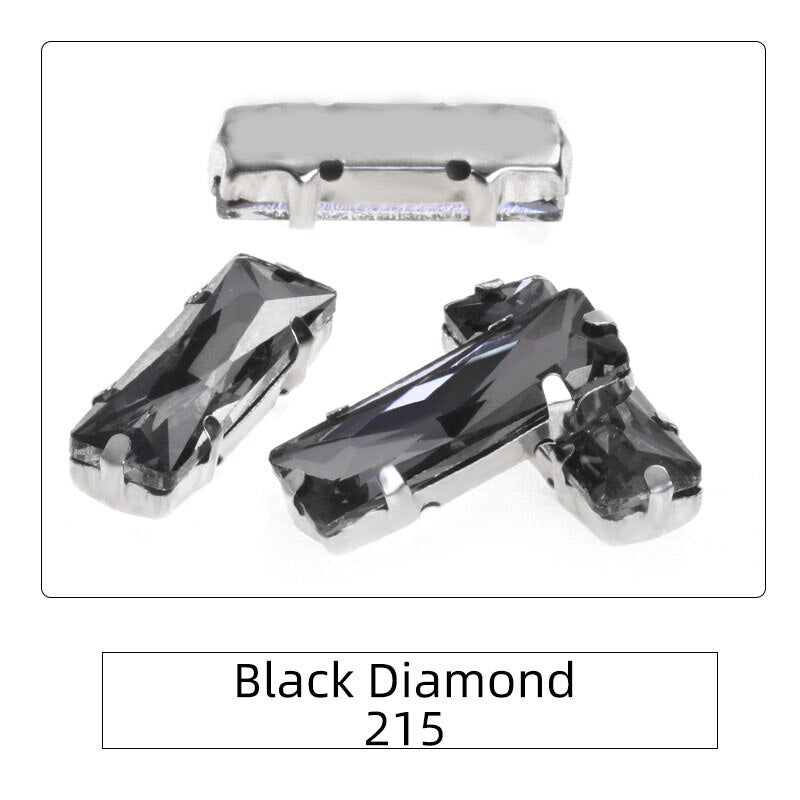Rectangle 5x10 5x15 7x21mm Glass Crystal Sew On Rhinestones With Silver Claw Handicrafts Glitter Stones For Dress Beeds