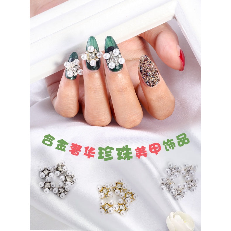 3D Nail Art Alloy Pearl 3PCS Kawaii Colorful Design Alloy Accessories Rhinestone Nail Charm