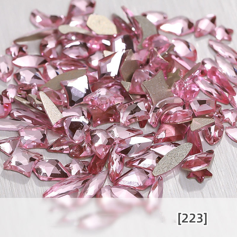 50pcs Flat Back Crystal Nail Parts Hearts 50 Pieces 3D Glass Rhinestones for Needlework Decoration Glitter Gems Design Fac