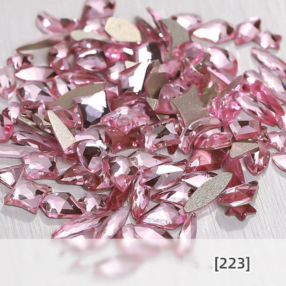 50pcs Flat Back Crystal Nail Parts Hearts 50 Pieces 3D Glass Rhinestones for Needlework Decoration Glitter Gems Design Fac